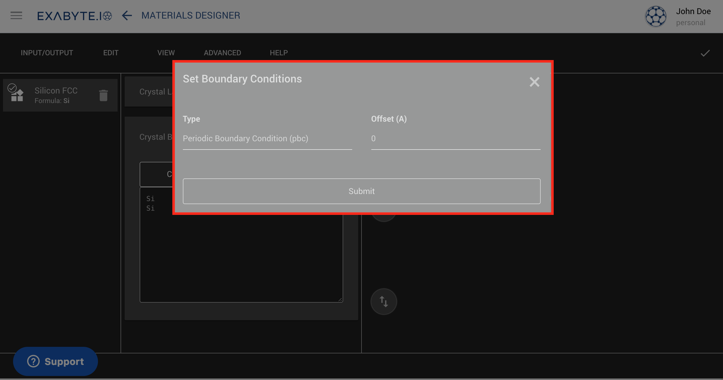 Boundary Conditions Dialog